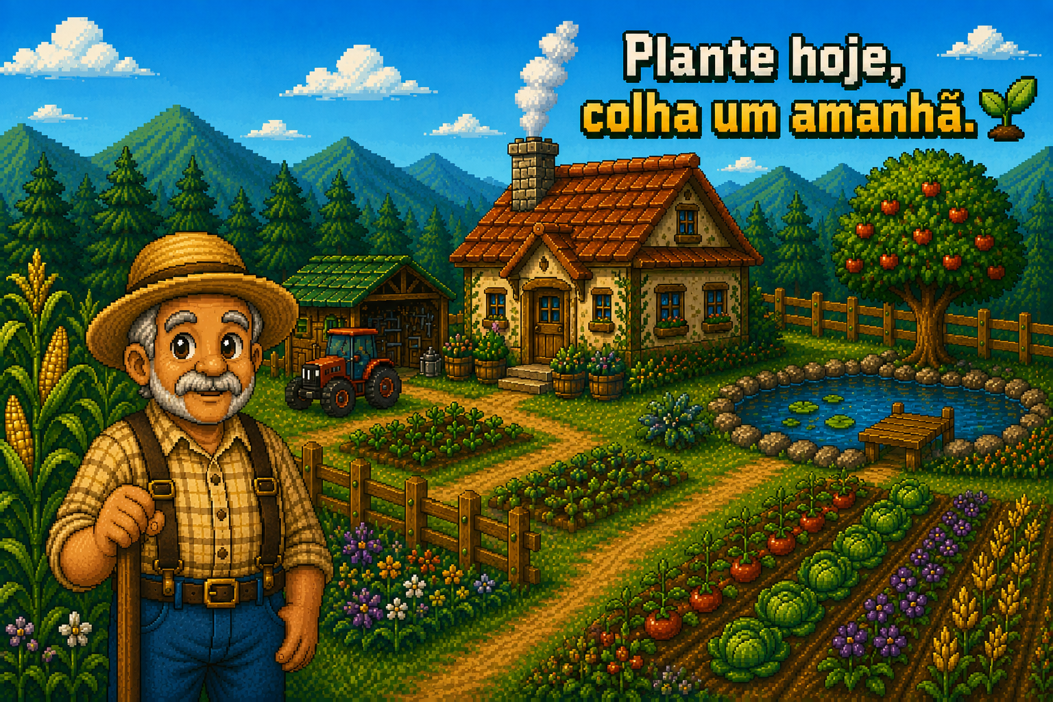 Cenário virtual de uma fazenda do AgroAprendiz